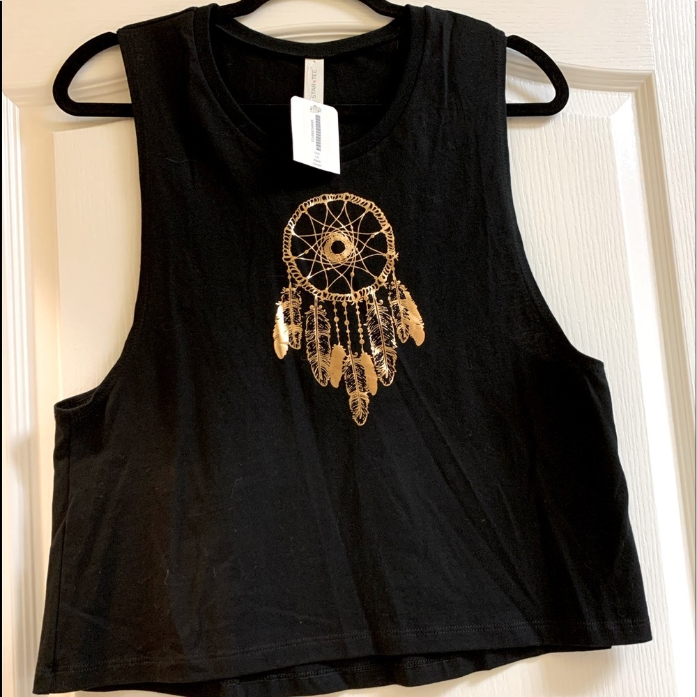 Star Tee gold tone dream catcher athletic top (L)